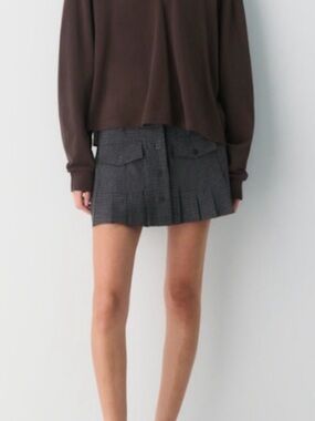 Aritzia Black & Gray Plaid Mini Skirt